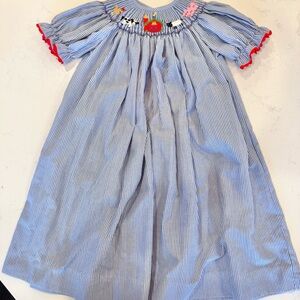 Three Sisters Smocked Barnyard 4T Toddler Girls Dress